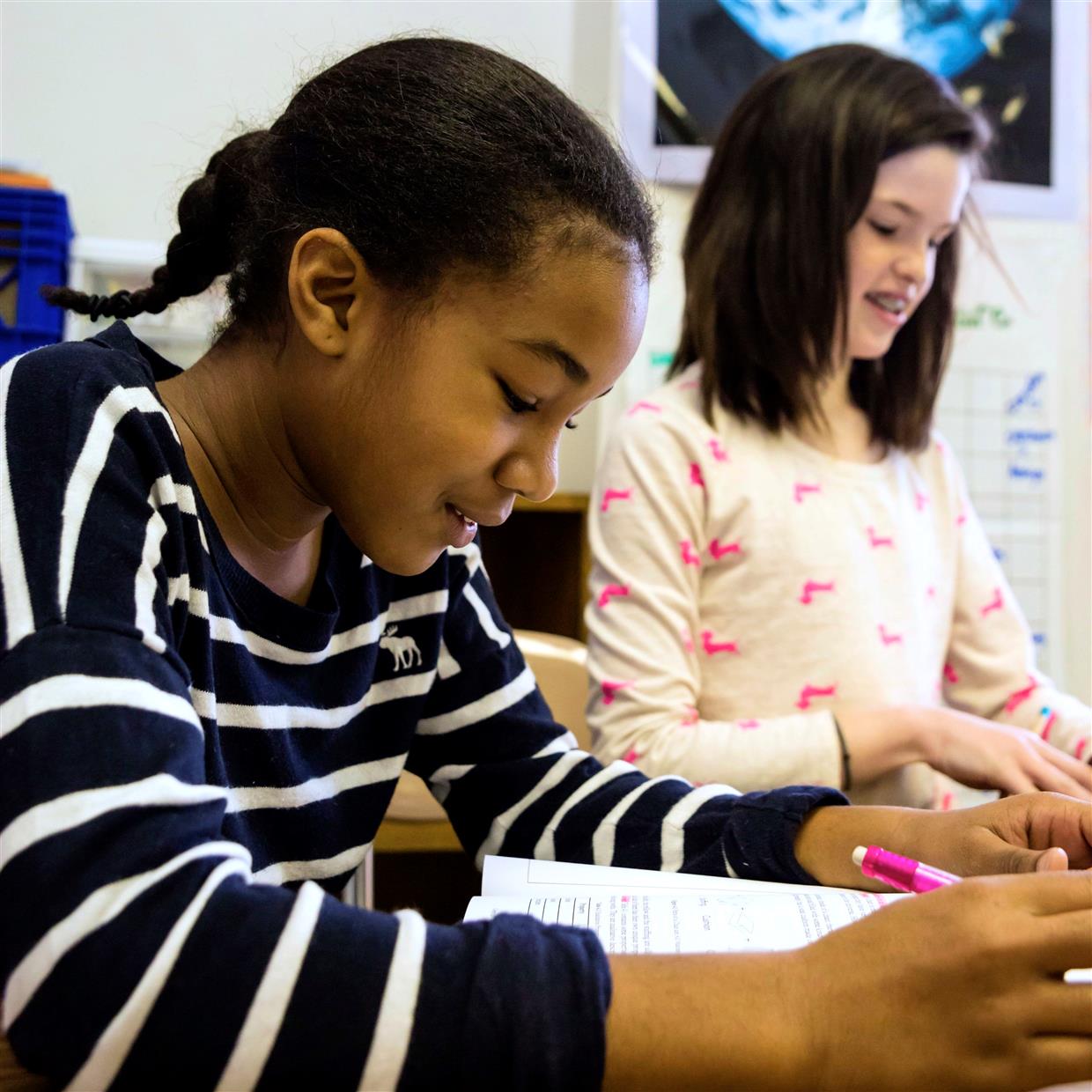  students working in a classroom