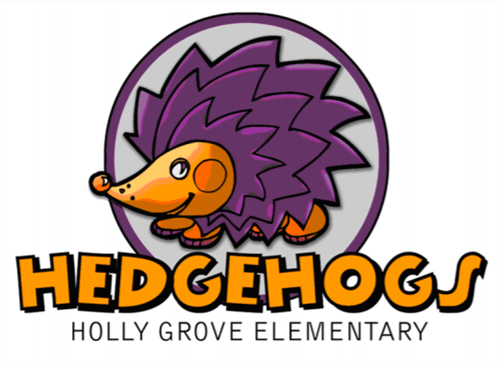 Logo of Holly Grove Elementary.  Purple Hedgehog.