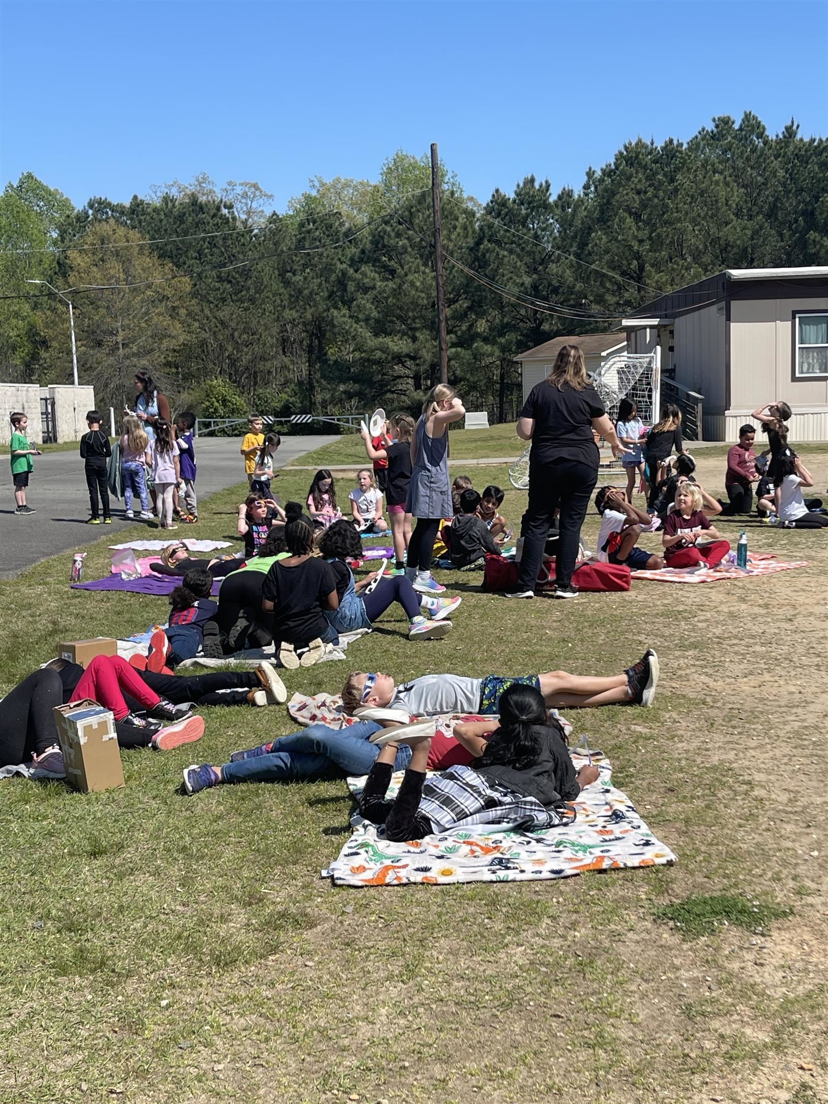 Students viewing the solar eclipse.