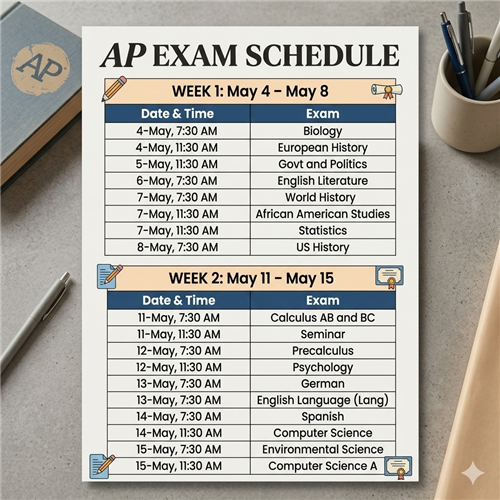 ap exam schedule