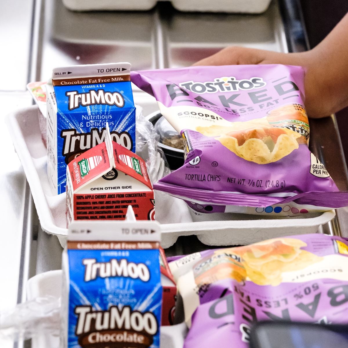  A lunch tray with food items