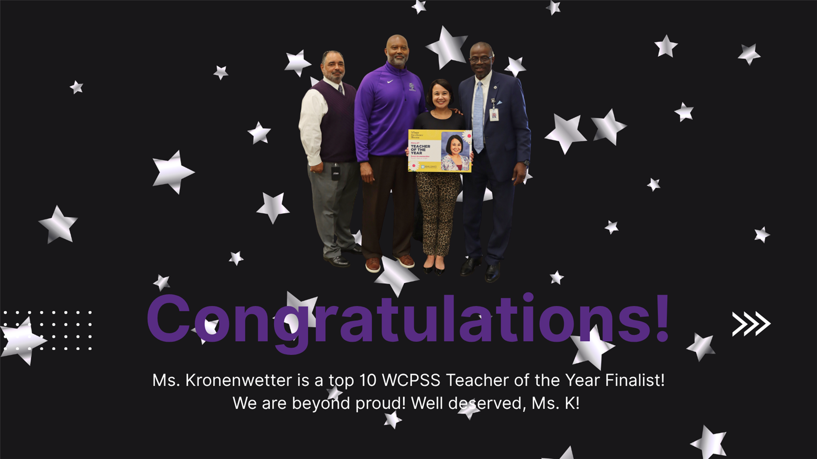  Ms Kronenwetter receiving teacher of the year award