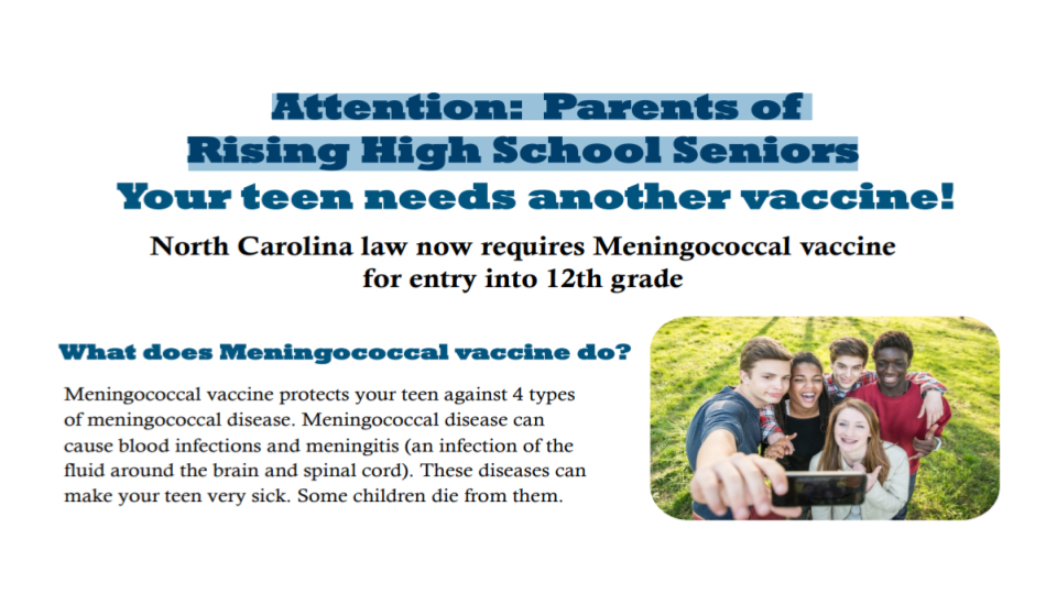  Parents of Rising High School Seniors  Your teen needs another vaccine