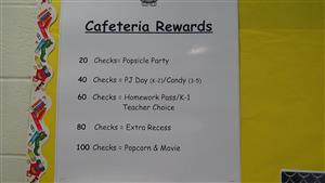 Photo of poster with cafeteria rewards 