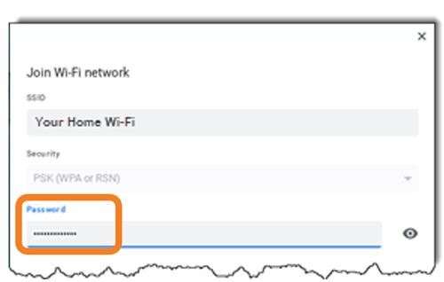 screen grab of entering wireless internet password 