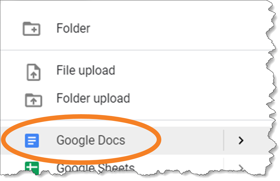 screenshot of Google Docs button 