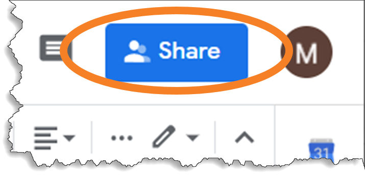 Screenshot illustrating the share button 