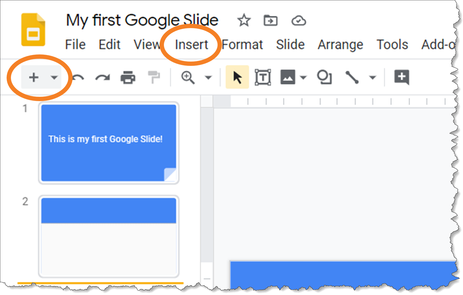 screenshot illustrating how to add a slide 