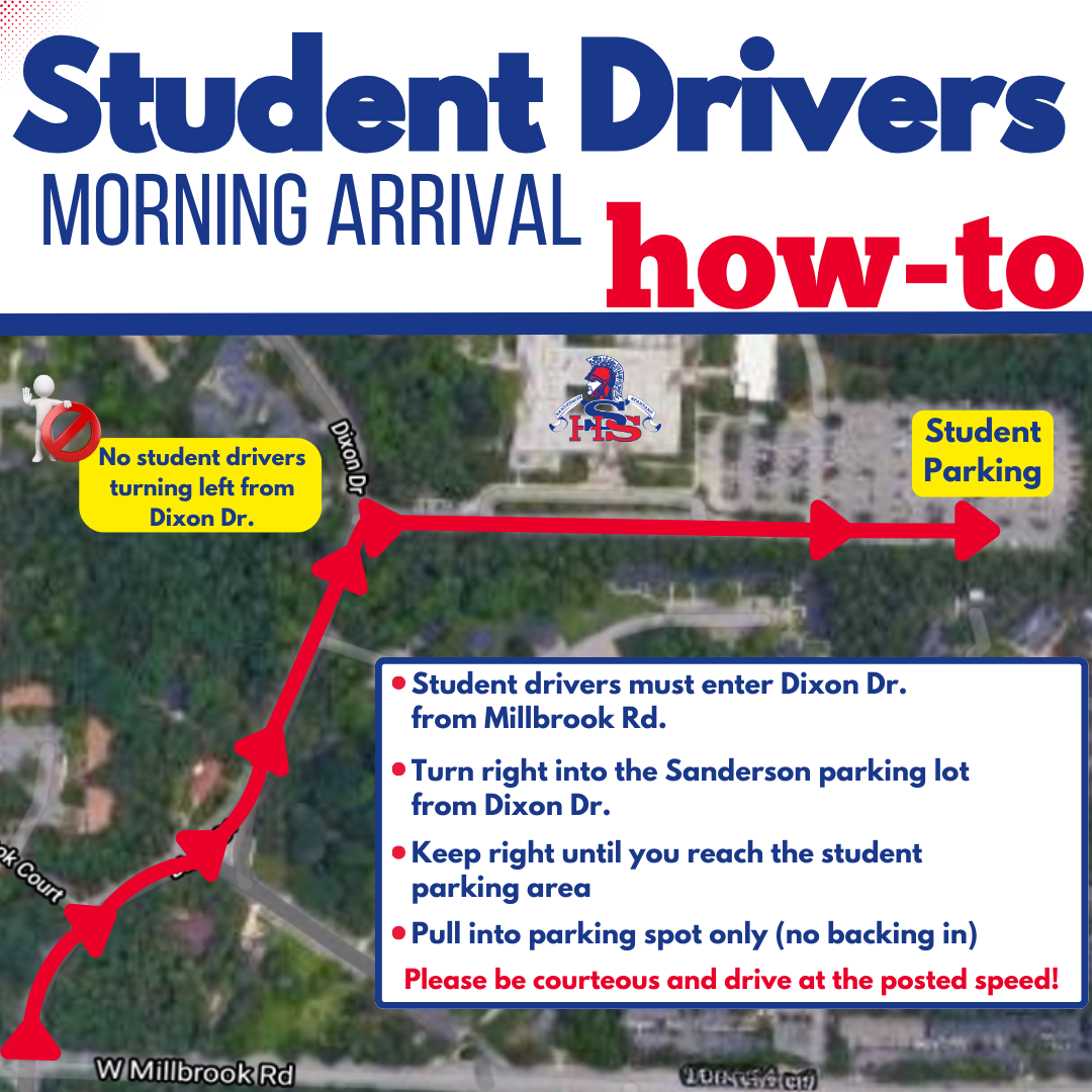 Image of Google Map with arrows directing student drivers to parking area