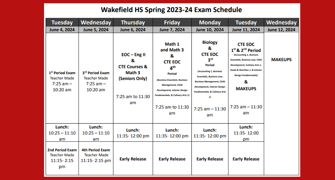 exam schedule