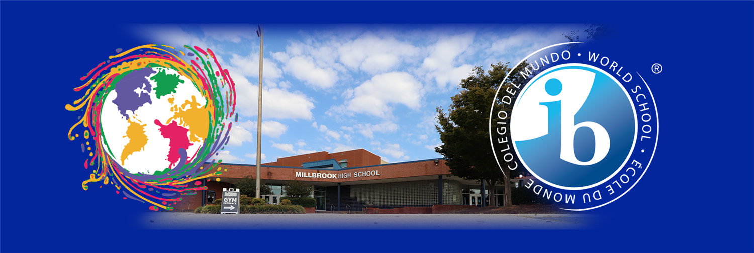 MHS School Photo w/ IB logo and Spinning Globe logo