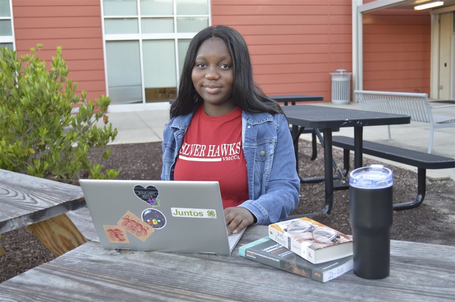 Student sitting at laptop