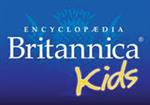 Encyclopedia Britannica Kids words in a blue box  