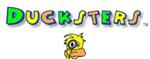 Ducksters green, yellow and purple letters with a duck and spectacle research site link 