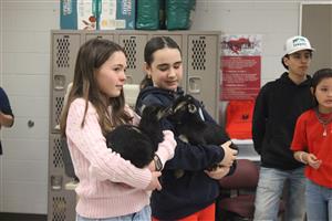 Students with baby goats