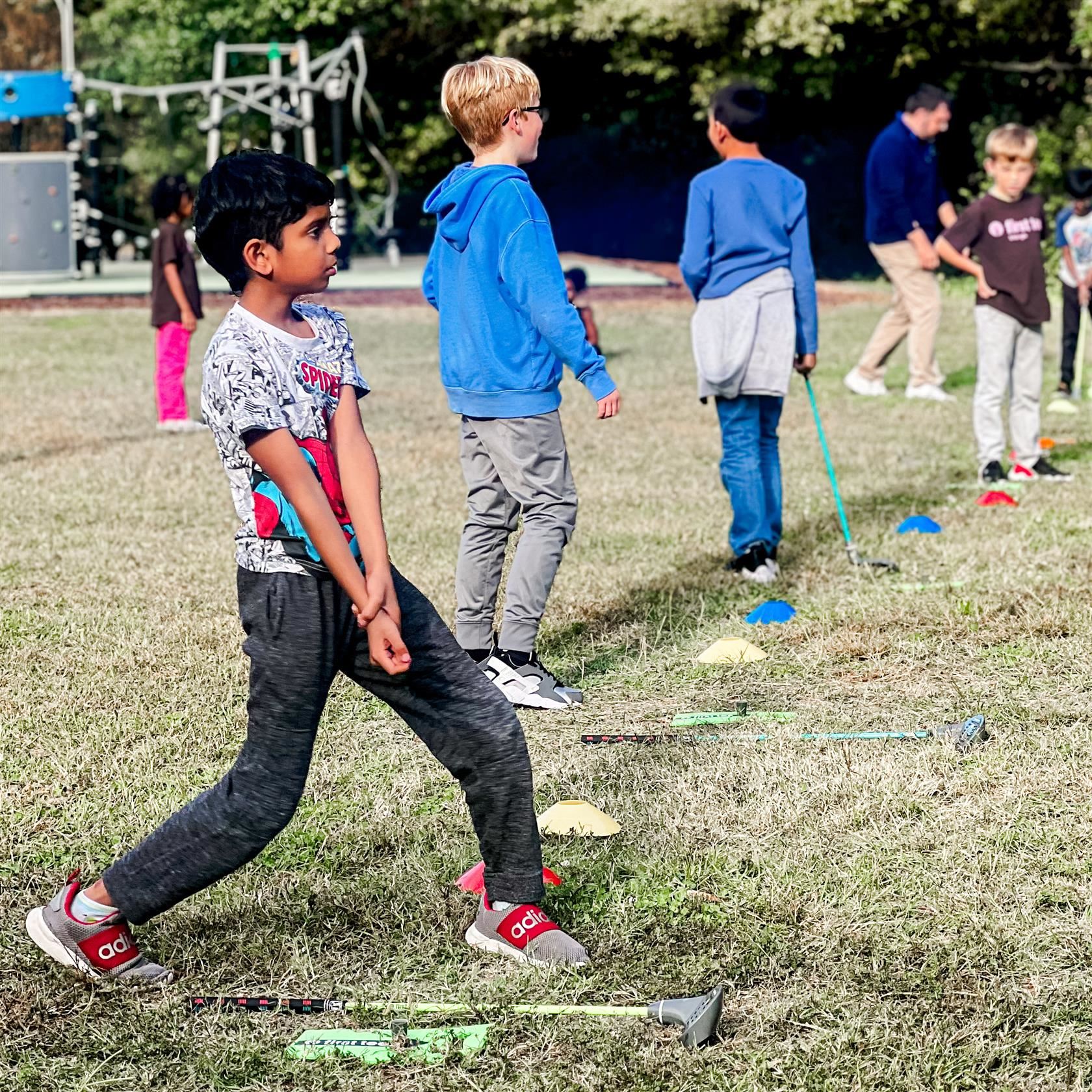  A group of students play outside