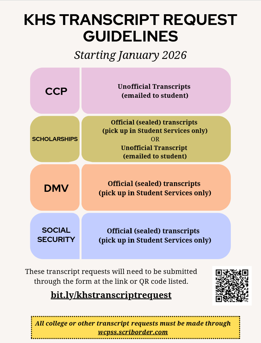 This image directs people to request records and transcripts at https://bit.ly/khstranscriptrequest