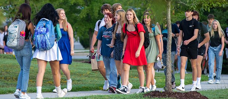  students walking to school