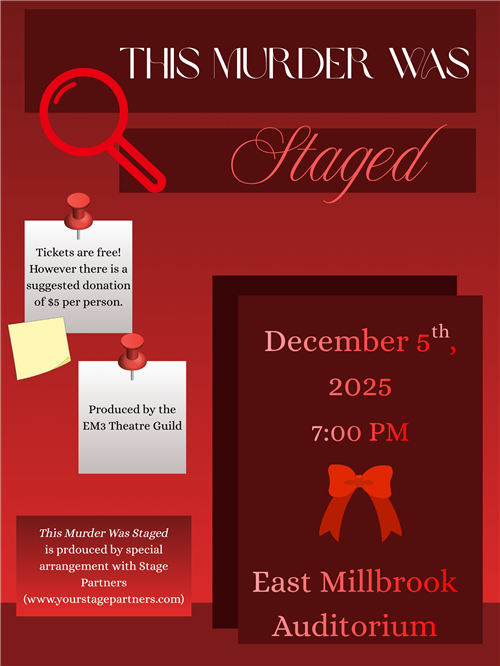 Flyer for Fall Play titled "This Murder Was Staged"