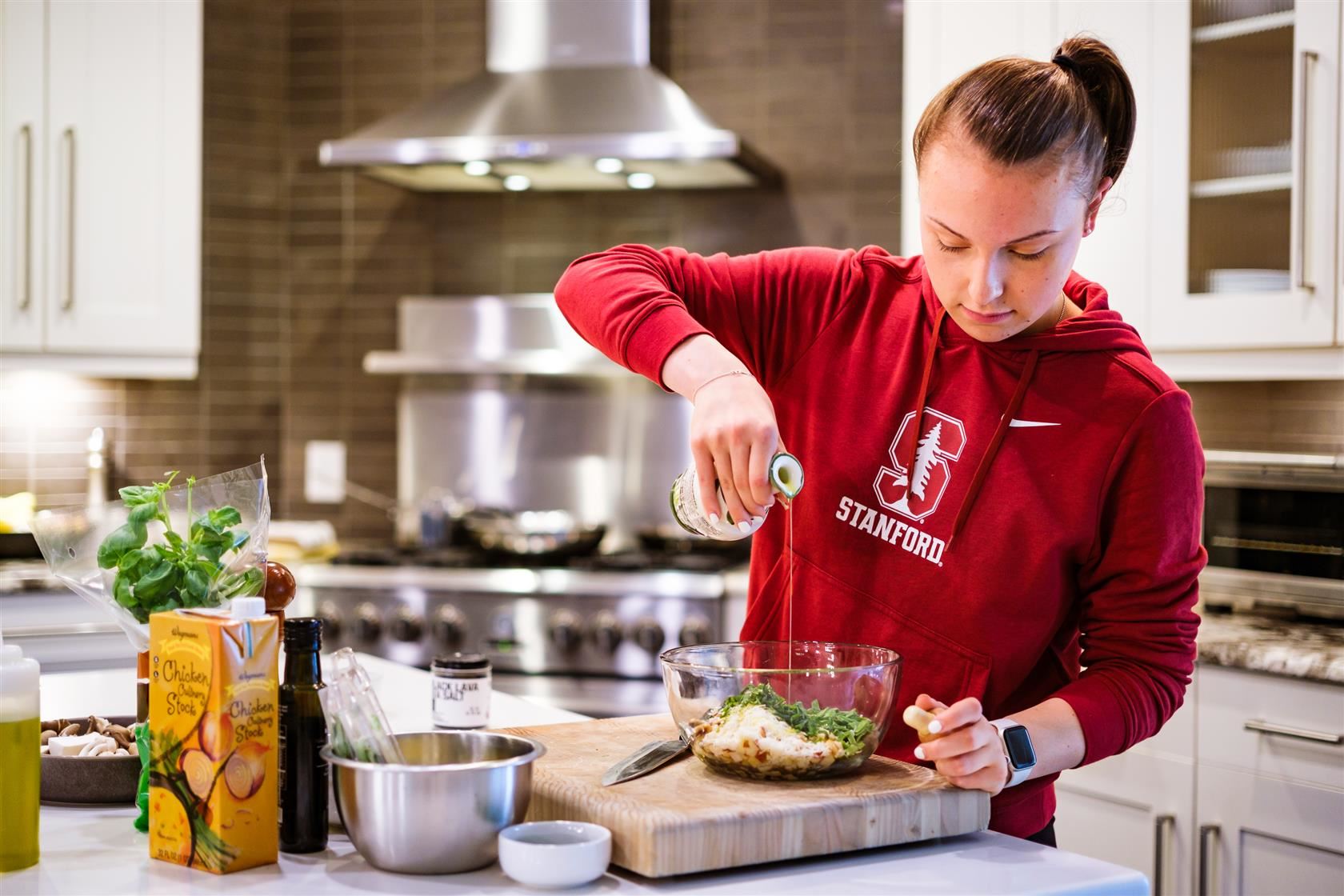 ava jeffs cooking in her parent's kitchen