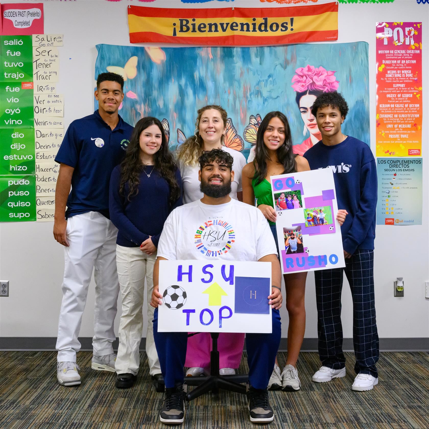 Rusho with Hispanic Student Union members