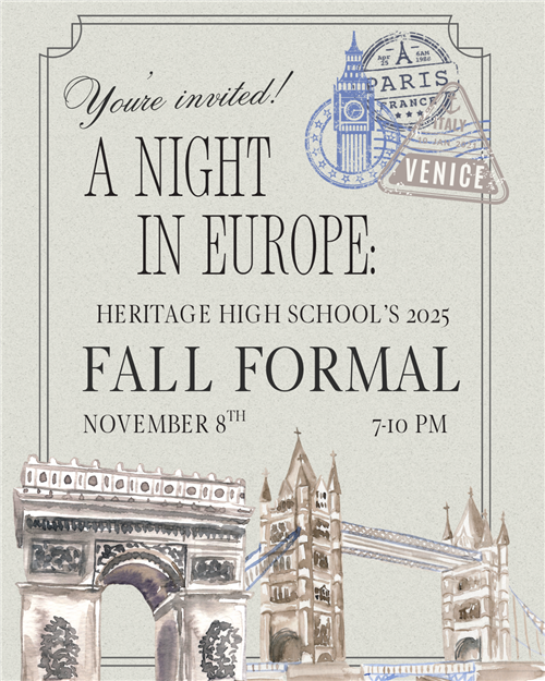 A Night in Europe Fall Formal November 8 7-10 PM