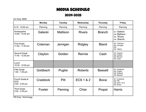 Media Schedule 2024-25