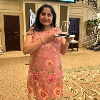  Picture of Ms. Pant being recognized by the Cary Chamber of Commerce