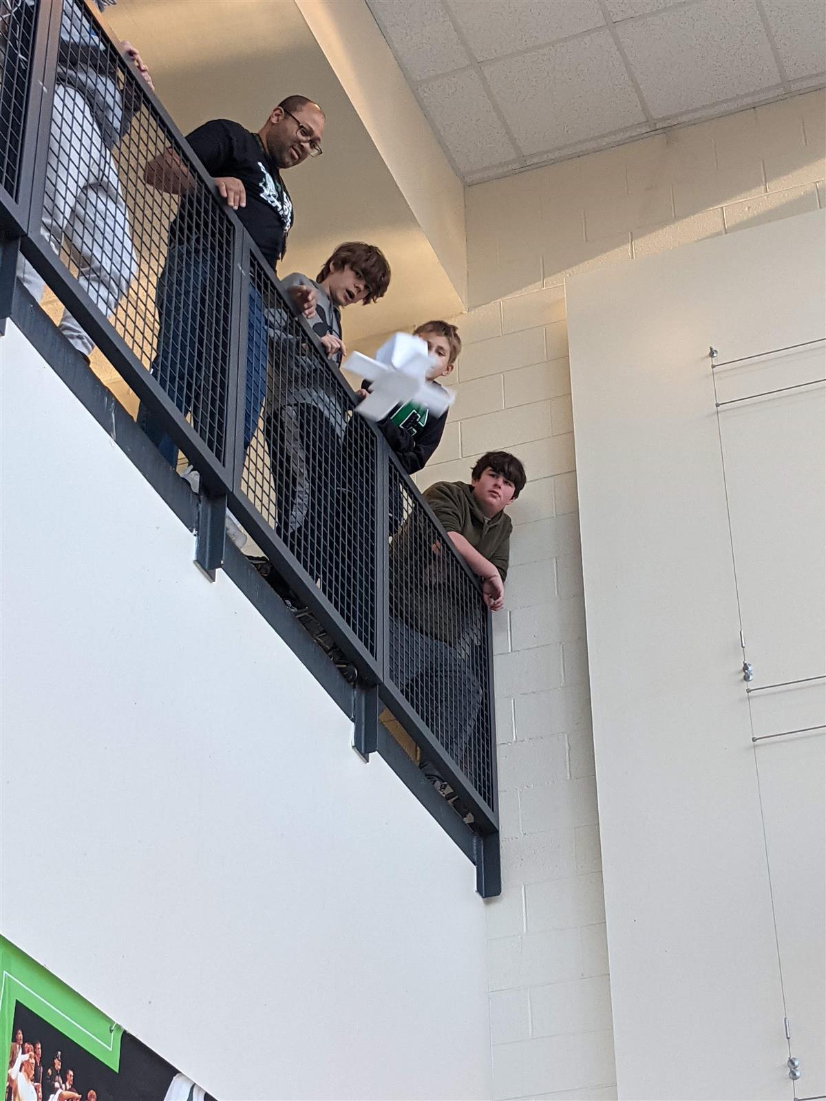 ATAM students dropping eggs for the Egg Drop Experiment